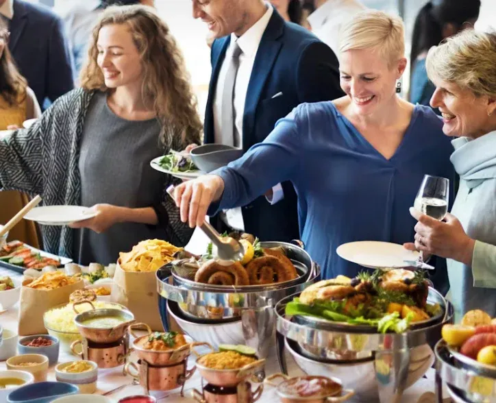 Guests enjoying catering